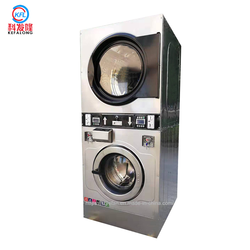 15公斤全自动洗衣店双层洗衣机 烘干机 上烘下洗